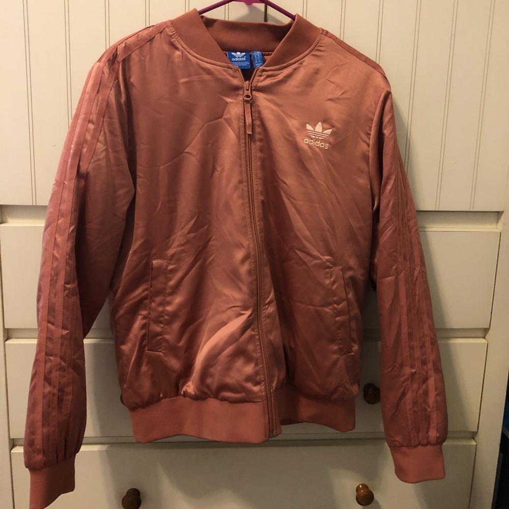 Rose gold Adidas windbreaker
